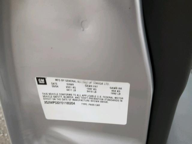 2G2WP522151180204 - 2005 PONTIAC GRAND PRIX SILVER photo 10