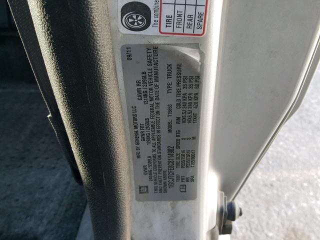 1GCJTCFE8C8114902 - 2012 CHEVROLET COLORADO L SILVER photo 10