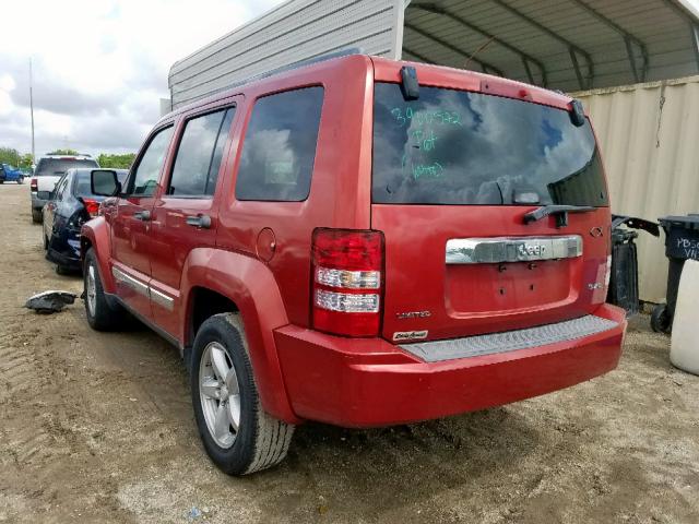 1J8GP58K28W240861 - 2008 JEEP LIBERTY LI RED photo 3