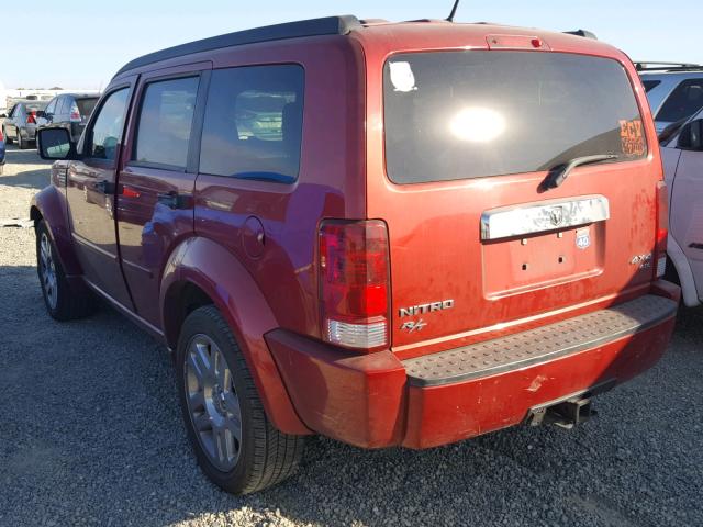 1D8GU58687W630169 - 2007 DODGE NITRO R/T MAROON photo 3