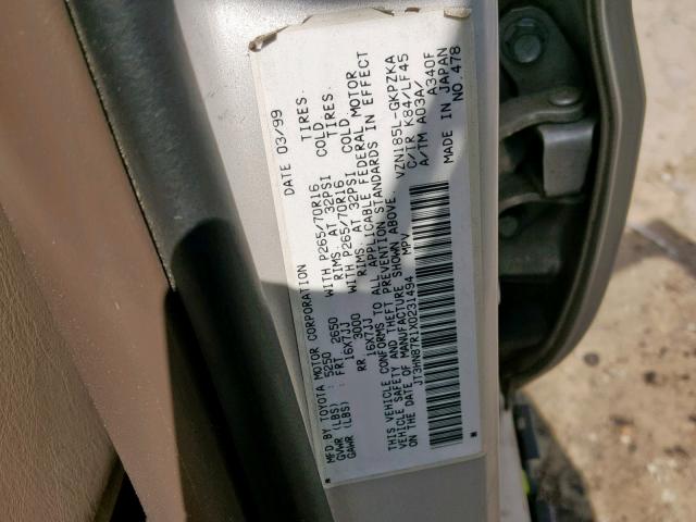 JT3HN87R1X0231494 - 1999 TOYOTA 4RUNNER LI GOLD photo 10