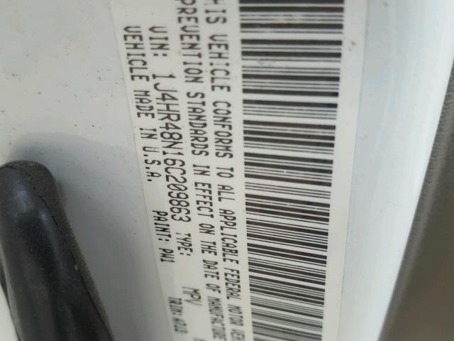 1J4HR48N16C209863 - 2006 JEEP GRAND CHER 白色 照片 10