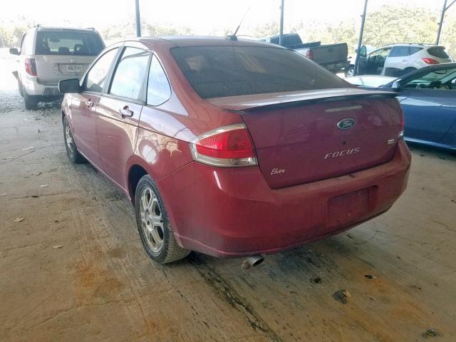 1FAHP36N39W175457 - 2009 FORD FOCUS SES BURGUNDY photo 3