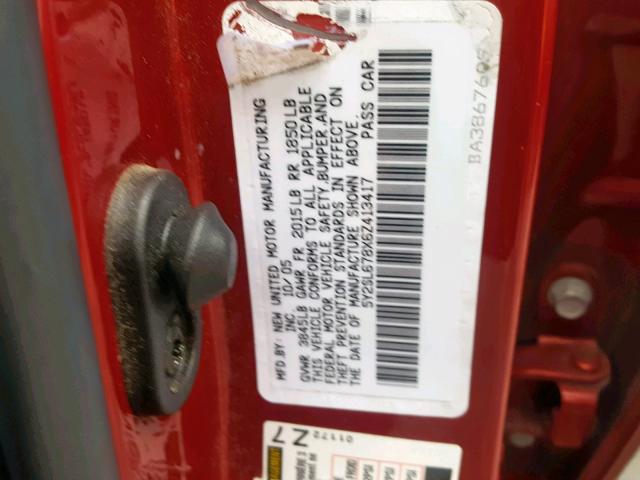 5Y2SL678X6Z413417 - 2006 PONTIAC VIBE RED photo 10