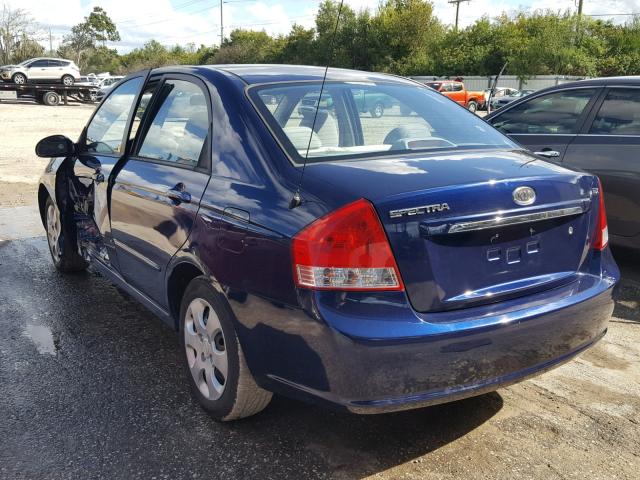 KNAFE221595638061 - 2009 KIA SPECTRA EX BLUE photo 3