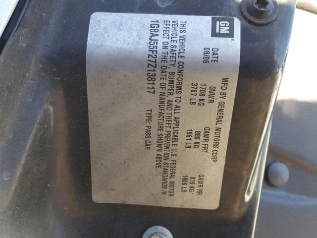 1G8AJ55F27Z138117 - 2007 SATURN ION LEVEL WHITE photo 10