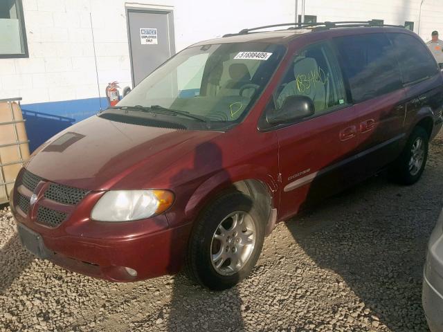 2B8GP44361R224334 - 2001 DODGE GRAND CARA MAROON photo 2