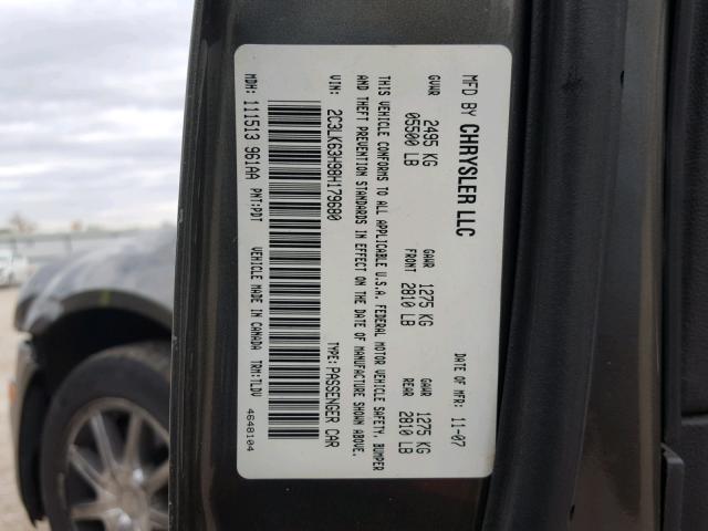 2C3LK63H98H179680 - 2008 CHRYSLER 300C GRAY photo 10