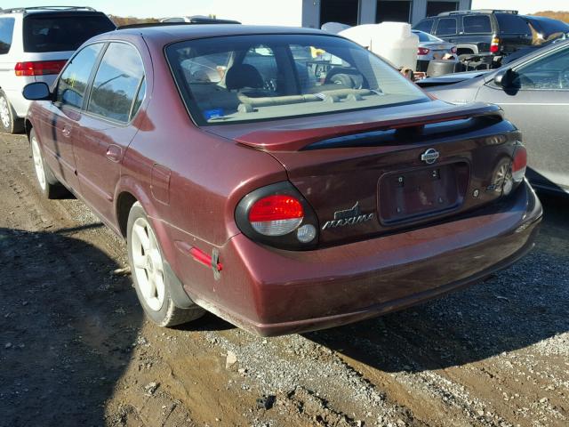 JN1CA31D61T600005 - 2001 NISSAN MAXIMA GXE MAROON photo 3