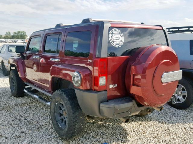 5GTEN13E788149290 - 2008 HUMMER H3 MAROON photo 3