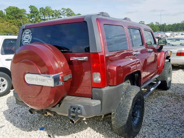 5GTEN13E788149290 - 2008 HUMMER H3 MAROON photo 4