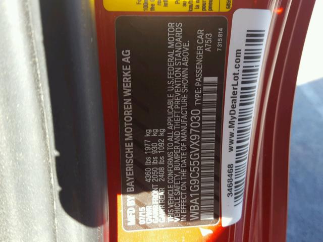 WBA1G9C55GVX97030 - 2016 BMW 228 XI RED photo 10