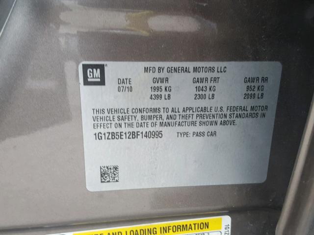 1G1ZB5E12BF140995 - 2011 CHEVROLET MALIBU LS BROWN photo 10