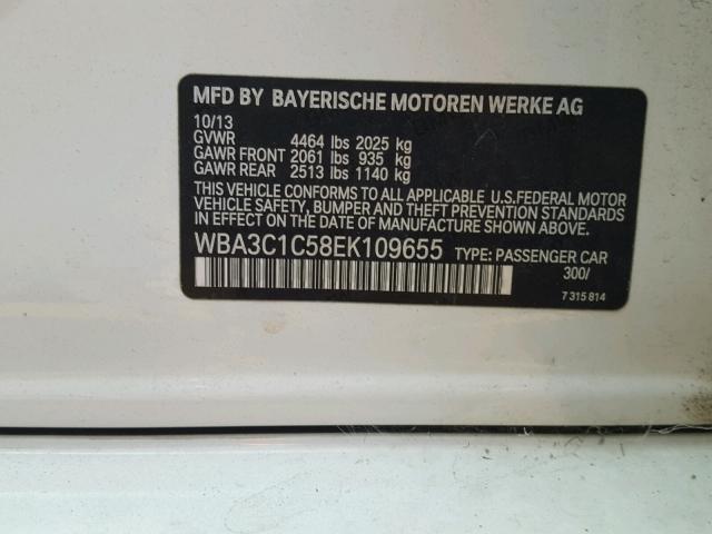 WBA3C1C58EK109655 - 2014 BMW 328 I SULE WHITE photo 10