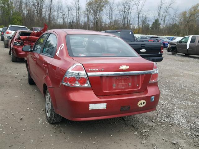 KL1TD56E29B393056 - 2009 CHEVROLET AVEO LS RED photo 3