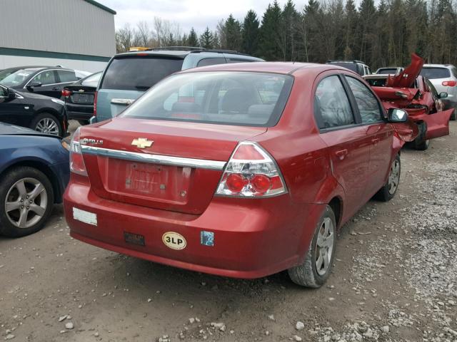 KL1TD56E29B393056 - 2009 CHEVROLET AVEO LS RED photo 4