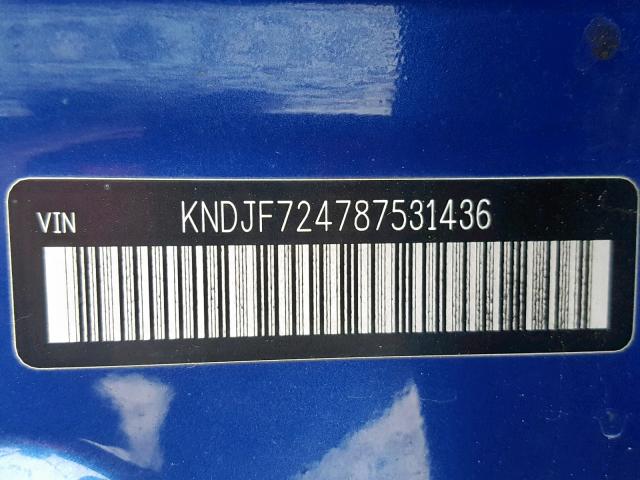 KNDJF724787531436 - 2008 KIA SPORTAGE L BLUE photo 10