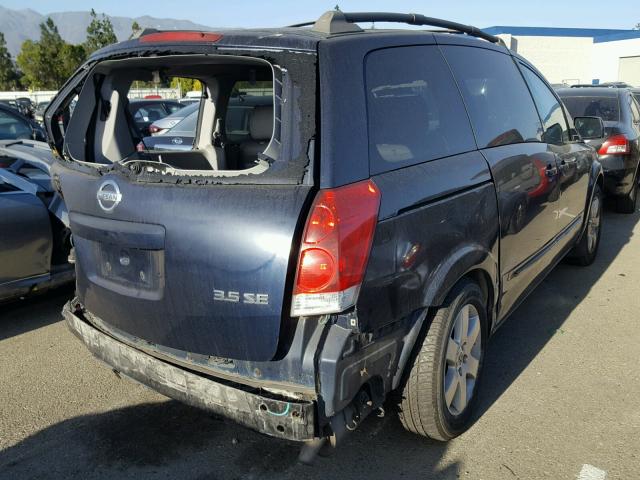 5N1BV28U15N129030 - 2005 NISSAN QUEST S BLUE photo 4