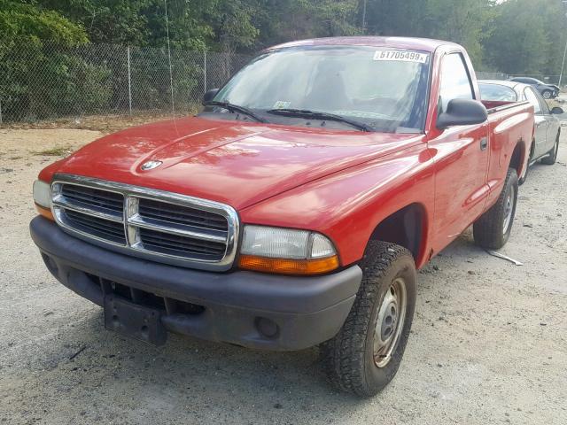 1D7GG16K74S680410 - 2004 DODGE DAKOTA SXT RED photo 2