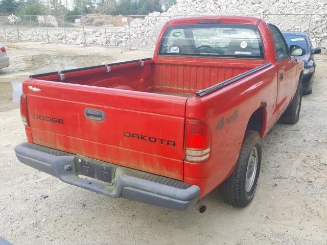 1D7GG16K74S680410 - 2004 DODGE DAKOTA SXT RED photo 4