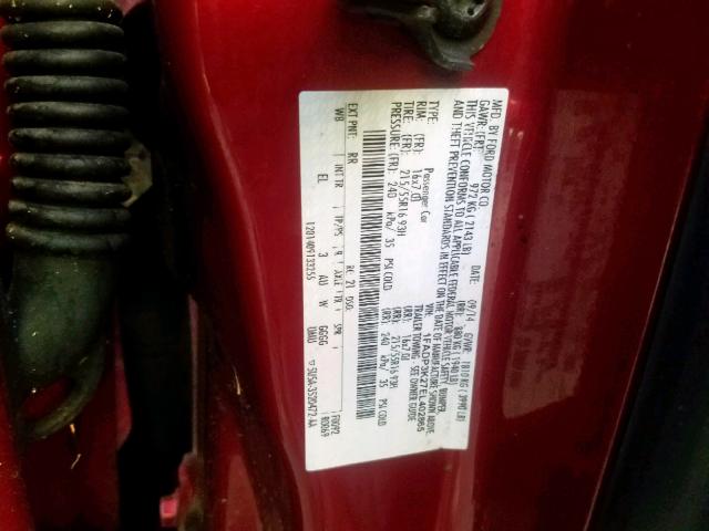 1FADP3K27EL402865 - 2014 FORD FOCUS SE RED photo 10