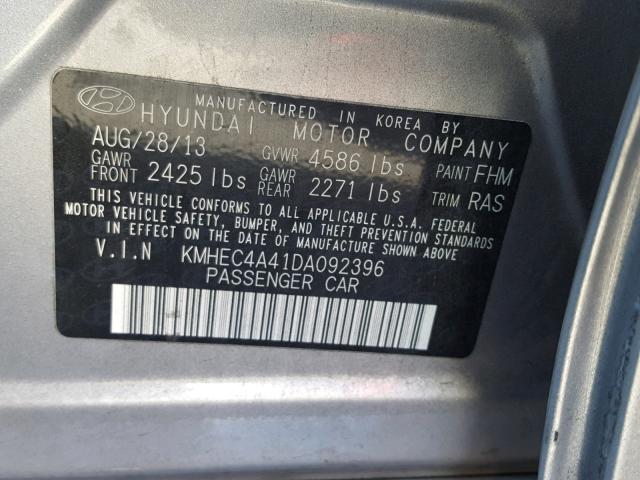 KMHEC4A41DA092396 - 2013 HYUNDAI SONATA HYB GRAY photo 10