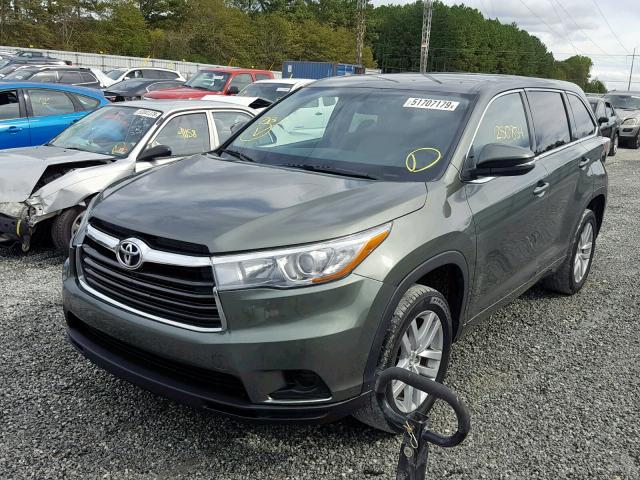 5TDZARFH0FS014525 - 2015 TOYOTA HIGHLANDER GREEN photo 2