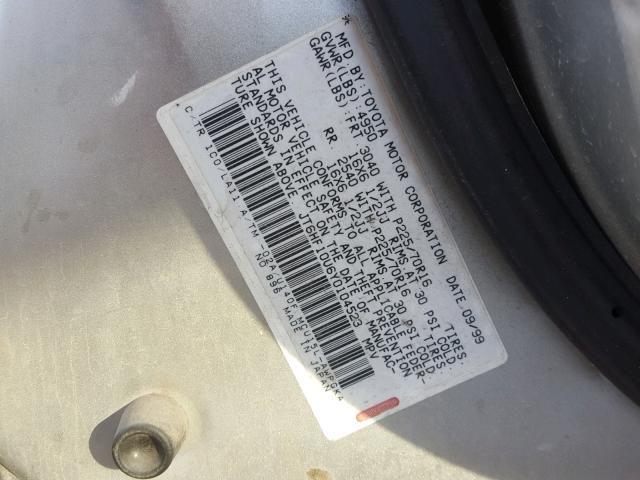 JT6HF10U6Y0104523 - 2000 LEXUS RX 300 SILVER photo 10