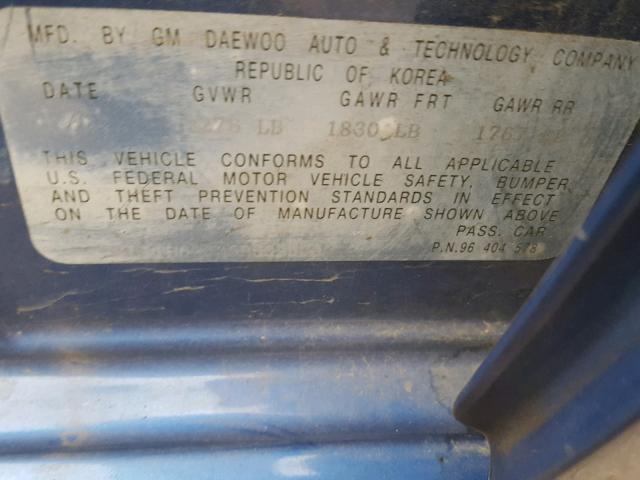 KL1TD62605B502600 - 2005 CHEVROLET AVEO BASE ლურჯი ფოტო 10