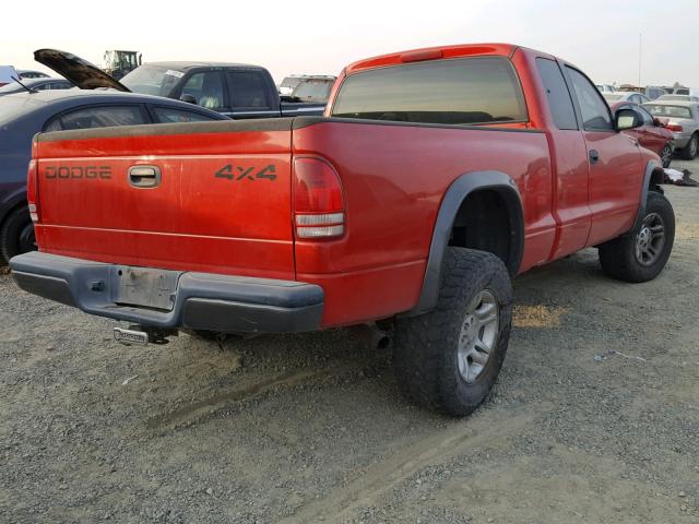 1B7GG12X72S570532 - 2002 DODGE DAKOTA BAS RED photo 4