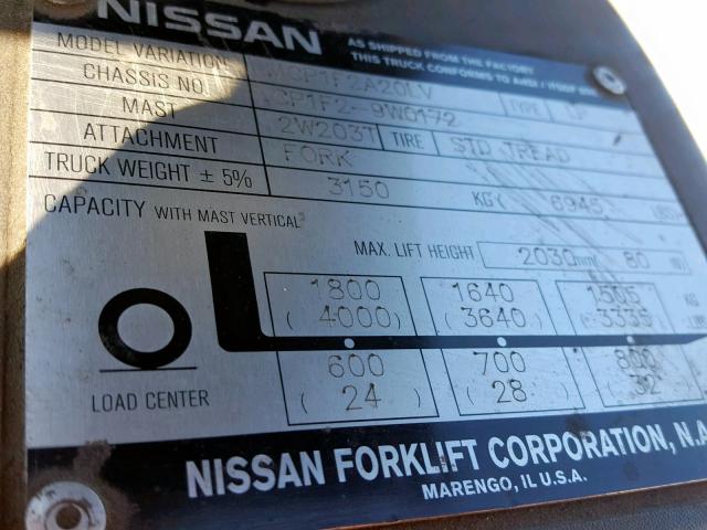 CP1F29W0172 - 2012 NISSAN FORKLIFT GRAY photo 10