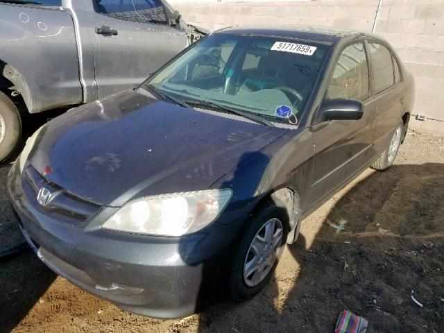 2HGES16385H631381 - 2005 HONDA CIVIC DX V GRAY photo 2