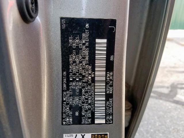 JTLKT324364050818 - 2006 TOYOTA SCION XB ნაცრისფერი ფოტო 10