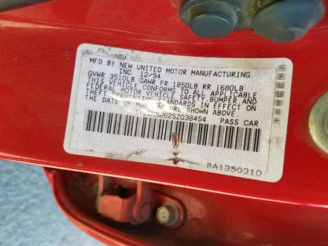 1Y1SK5262SZ038454 - 1995 GEO PRIZM BASE RED photo 10