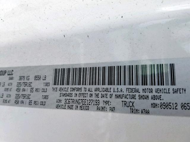 3C6TRVNG7EE127193 - 2014 RAM PROMASTER 白色 照片 10