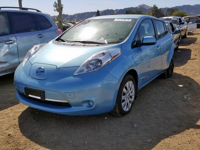 1N4AZ0CP8FC333868 - 2015 NISSAN LEAF S BLUE photo 2