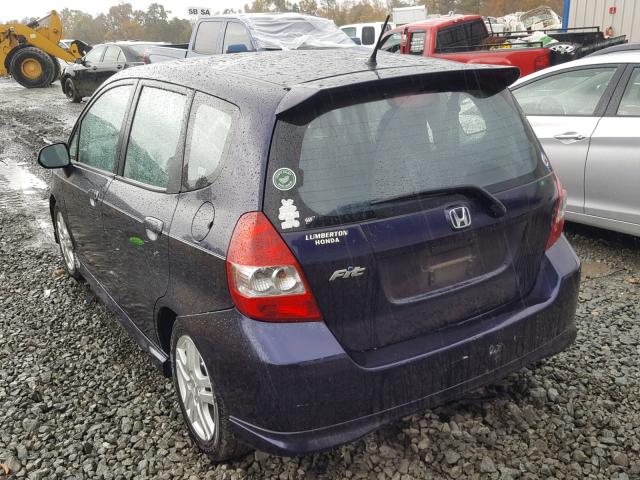 JHMGD38698S058457 - 2008 HONDA FIT SPORT BLUE photo 3