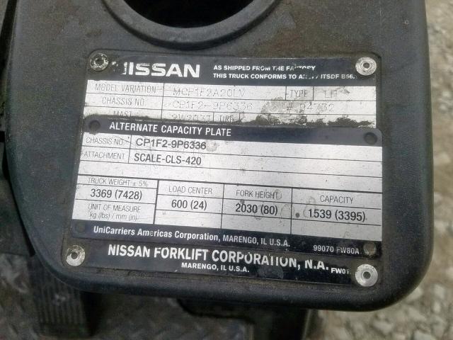 9P6336 - 2010 NISSAN FORKLIFT BLACK photo 10