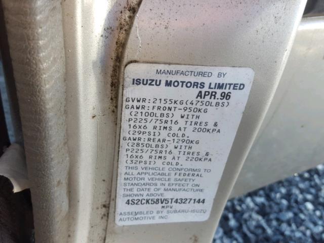 4S2CK58V5T4327144 - 1996 ISUZU RODEO S SILVER photo 10