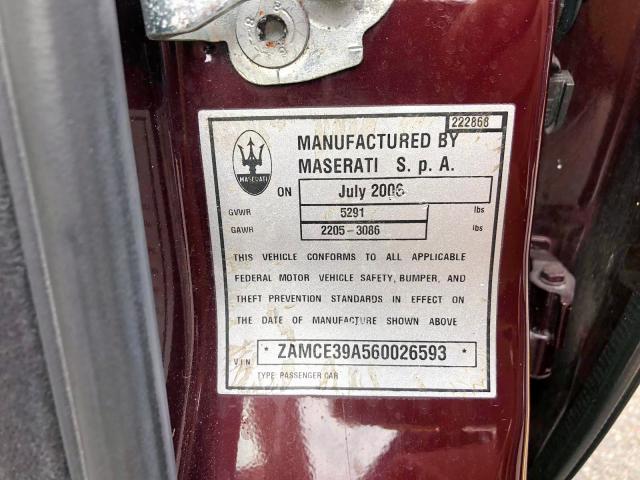 ZAMCE39A560026593 - 2006 MASERATI QUATTROPOR RED photo 10