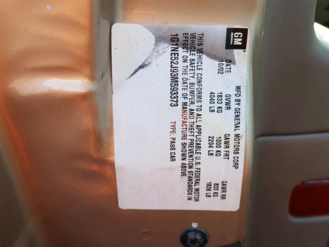 1G1NE52J93M593373 - 2003 CHEVROLET MALIBU LS 米色 照片 10