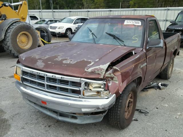 1B7FL26X5PS266050 - 1993 DODGE DAKOTA BROWN photo 2