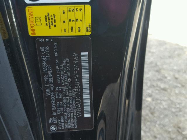 WBAUC73588VF24469 - 2008 BMW 135 I BLACK photo 10