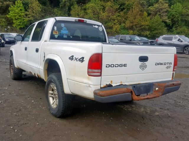 1D7HG38X73S377022 - 2003 DODGE DAKOTA QUA WHITE photo 3