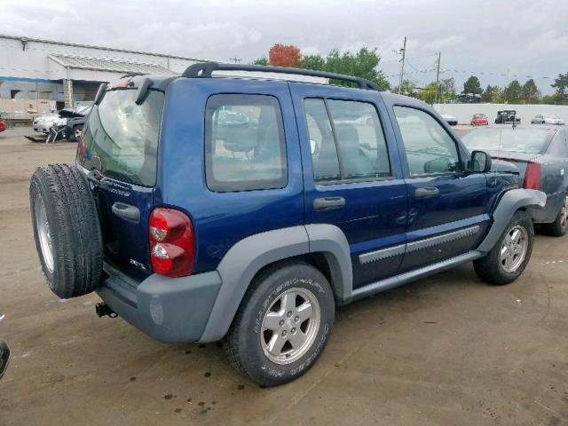 1J4GL48K75W506832 - 2005 JEEP LIBERTY SP BLUE photo 4