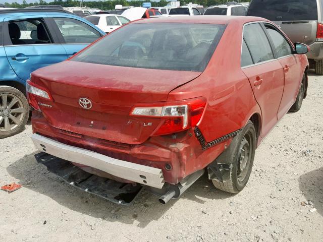 4T4BF1FK9CR231774 - 2012 TOYOTA CAMRY BASE RED photo 4