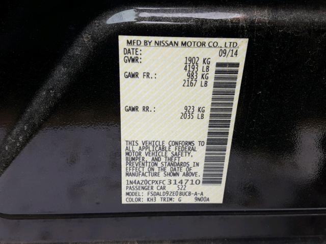 1N4AZ0CPXFC314710 - 2015 NISSAN LEAF S BLACK photo 10