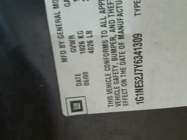 1G1NE52J7Y6341309 - 2000 CHEVROLET MALIBU LS ბურგუნდია ფოტო 10