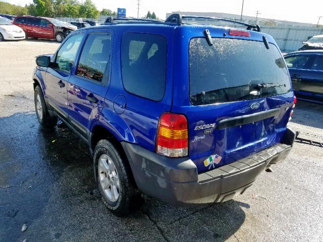 1FMYU93165KB23518 - 2005 FORD ESCAPE XLT BLUE photo 3