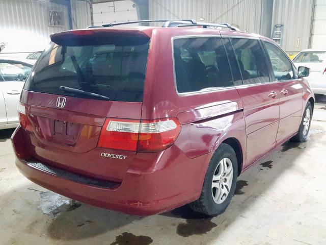 5FNRL38775B035449 - 2005 HONDA ODYSSEY EX MAROON photo 4